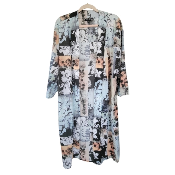 Tolani Kimono Duster‎ Cardigan OS Grace Floral Tropical Multicolor Lightweight - Picture 1 of 11